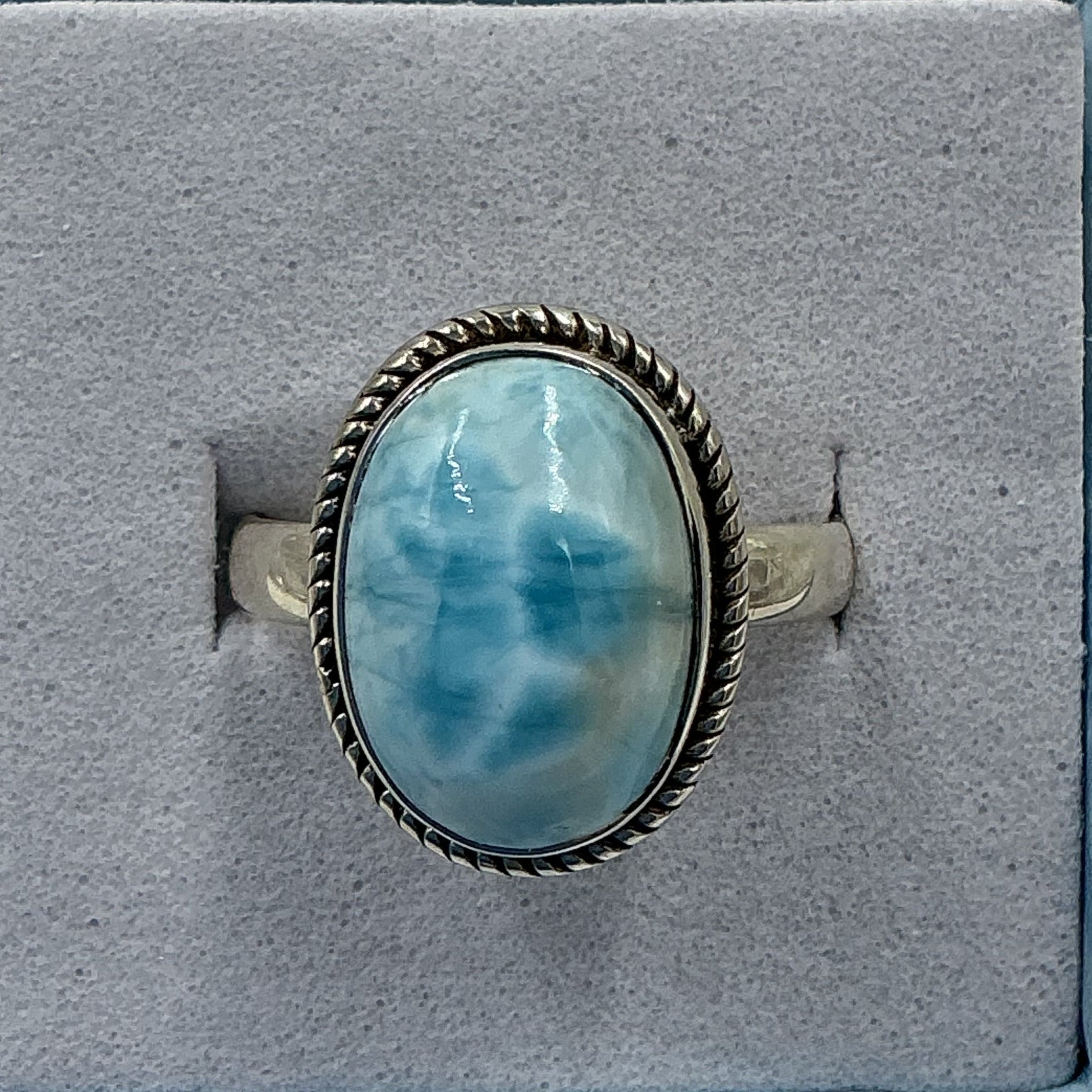 Sterling Silver Larimar Oval Ring - Size 8 - Deepest Calm | Rings | Wiccan Center