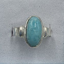 Sterling Silver Larimar Oval Ring - Size 8 - Caribbean Dreams | Rings | Wiccan Center
