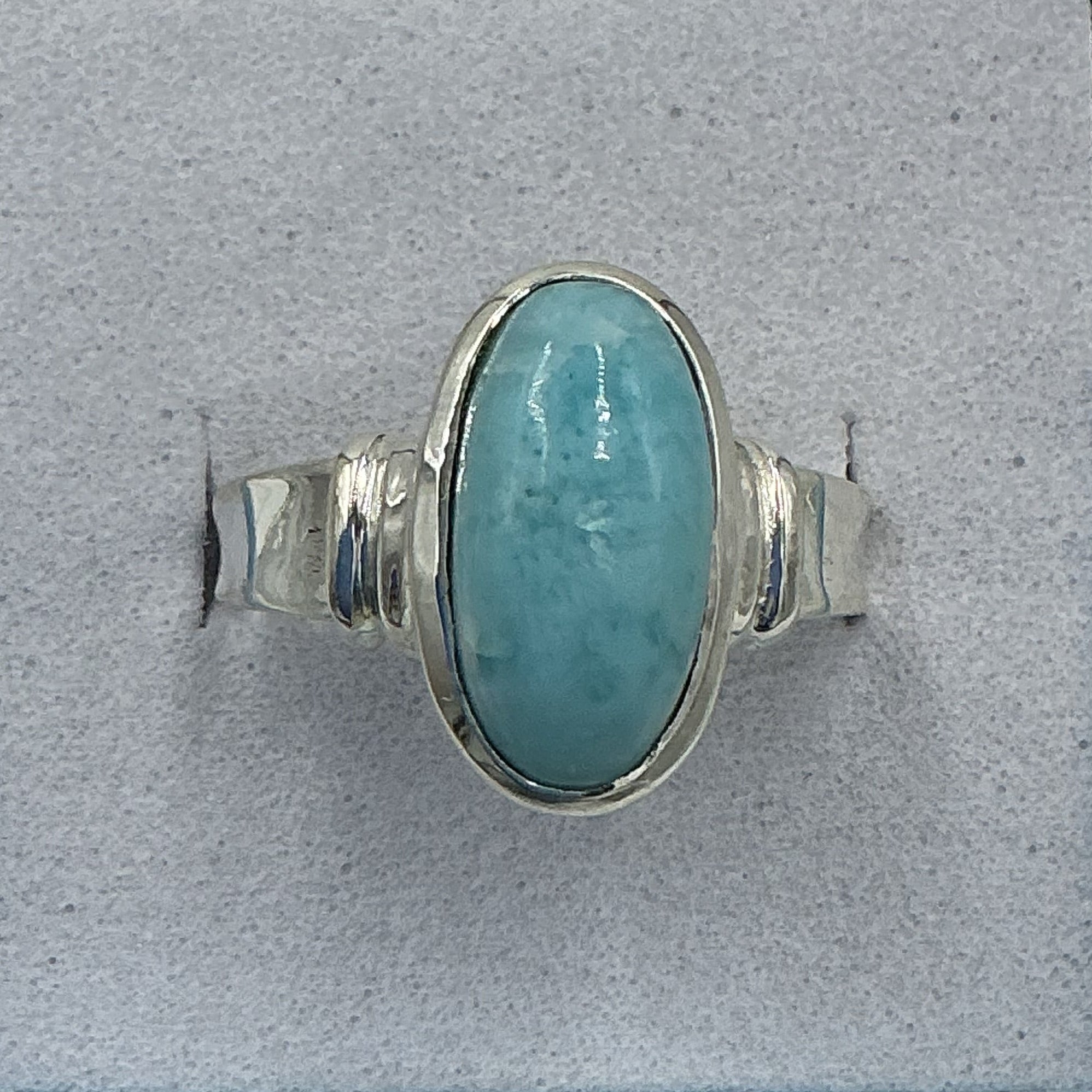 Sterling Silver Larimar Oval Ring - Size 8 - Caribbean Dreams | Rings | Wiccan Center