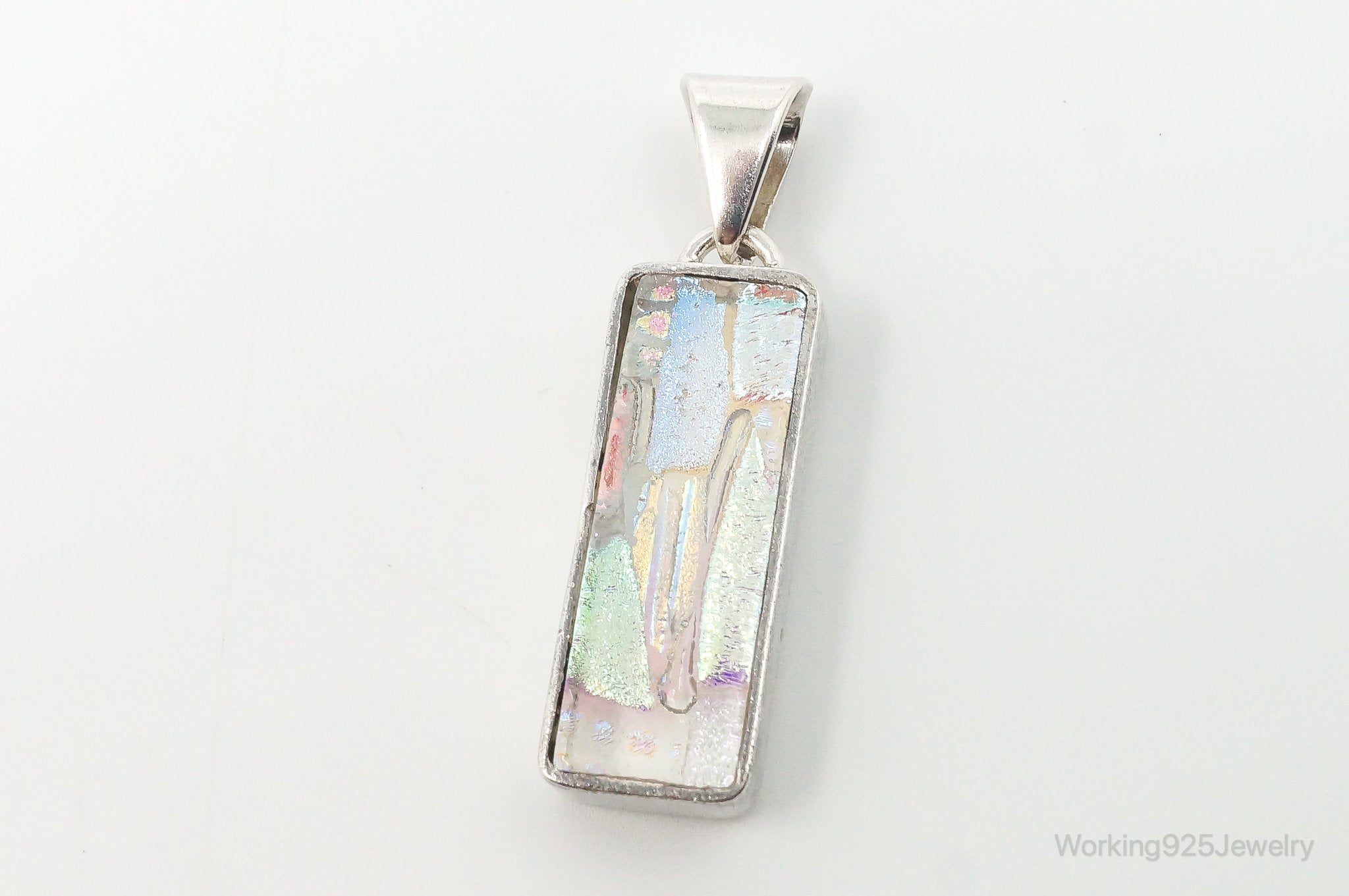 Vintage Large Art Glass Sterling Silver Necklace Pendant | Jewelry > Necklaces > Pendants | Wiccan Center
