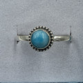 Sterling Silver Dainty Larimar Round Ring - Size 9 - Calm Button | Rings | Wiccan Center