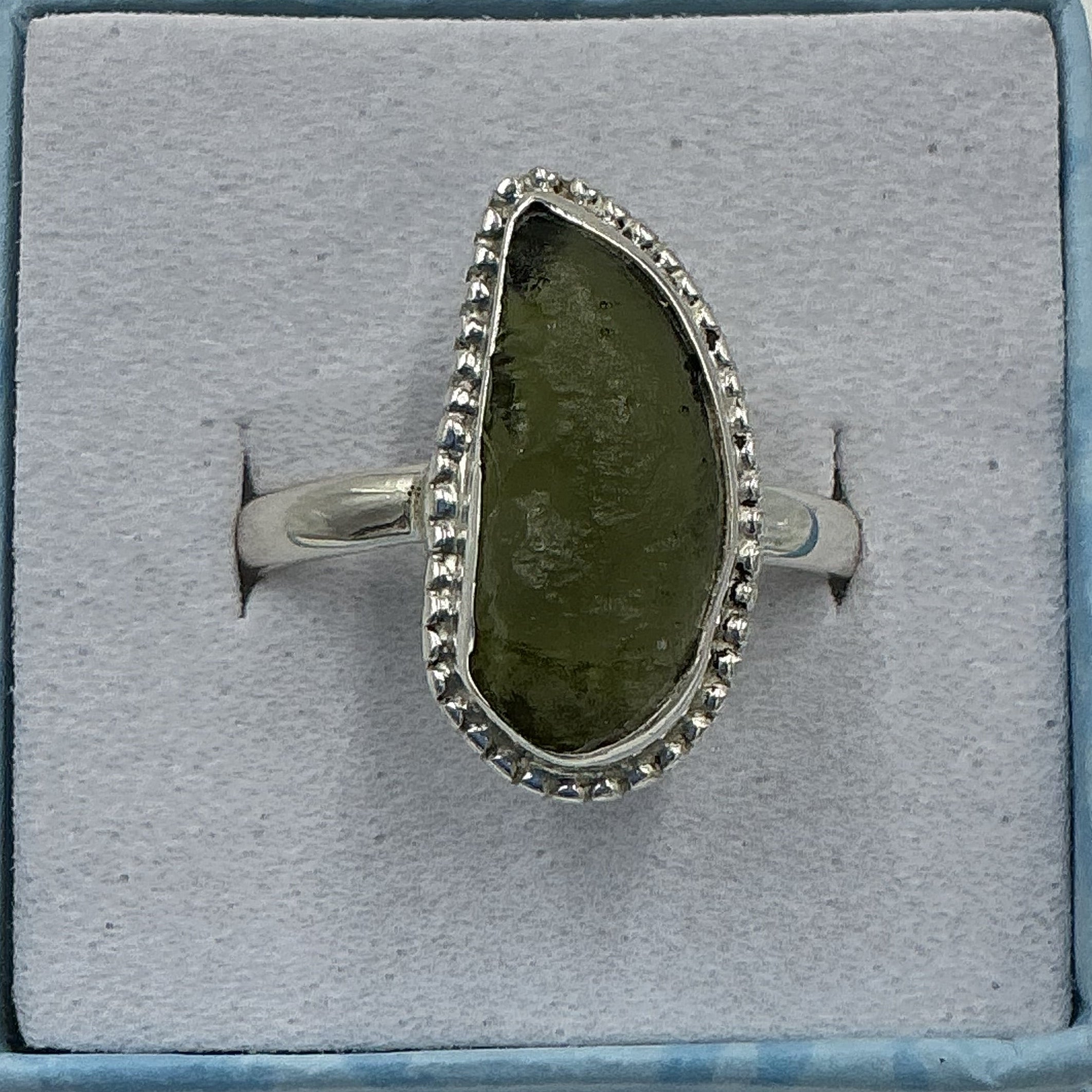 Sterling Silver Natural Moldavite Ring - Size 10 - Transformation & Awakening | Rings | Wiccan Center