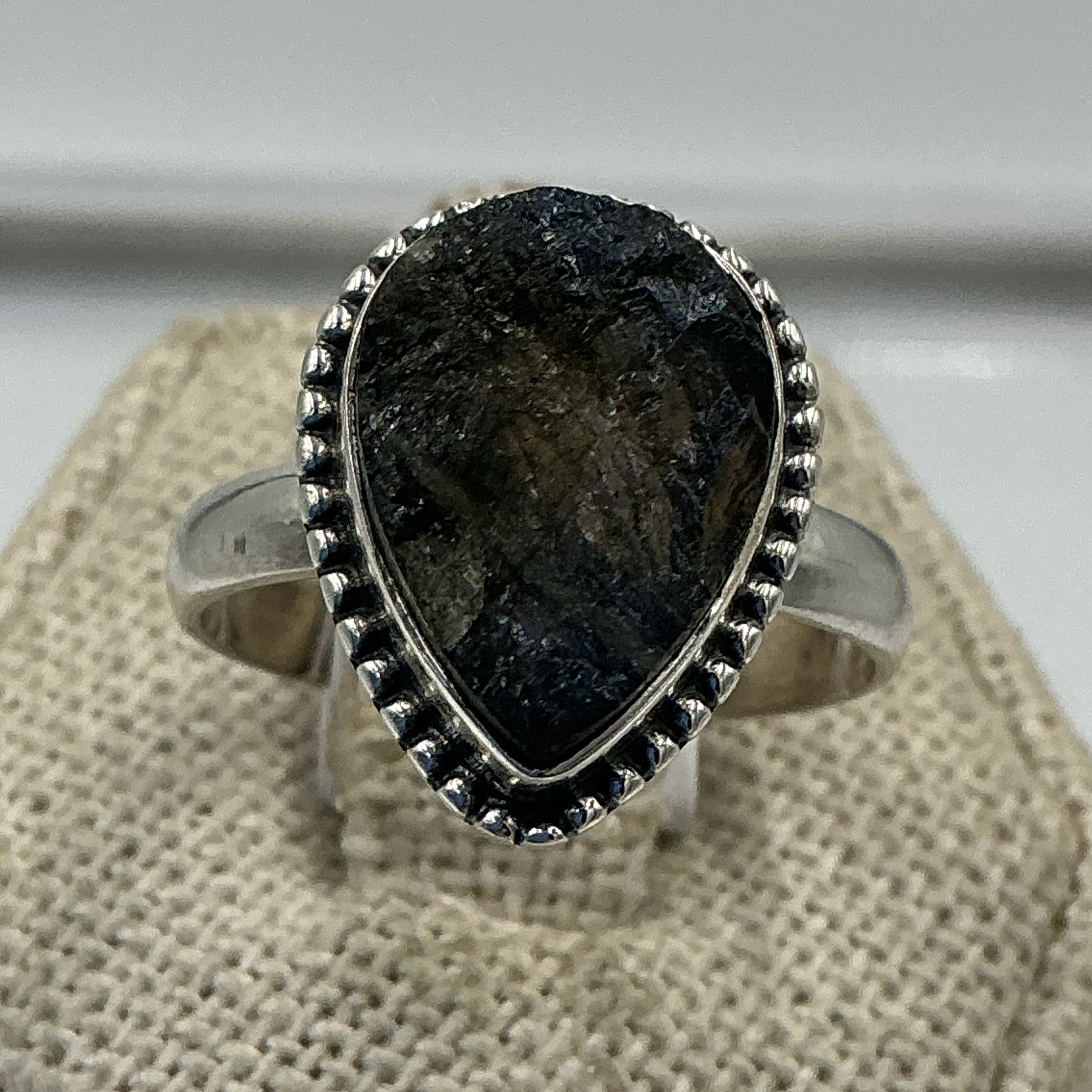 Sterling Silver Labradorite Rough Tear Drop Ring - Size 9 - Magic and Protection | Rings | Wiccan Center