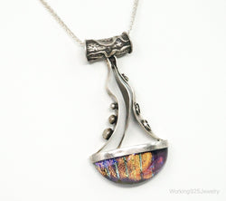 RARE Design Nancy E Foster Modernist Glass Sterling Silver Chain Necklace | Jewelry > Necklaces > Pendants | Wiccan Center