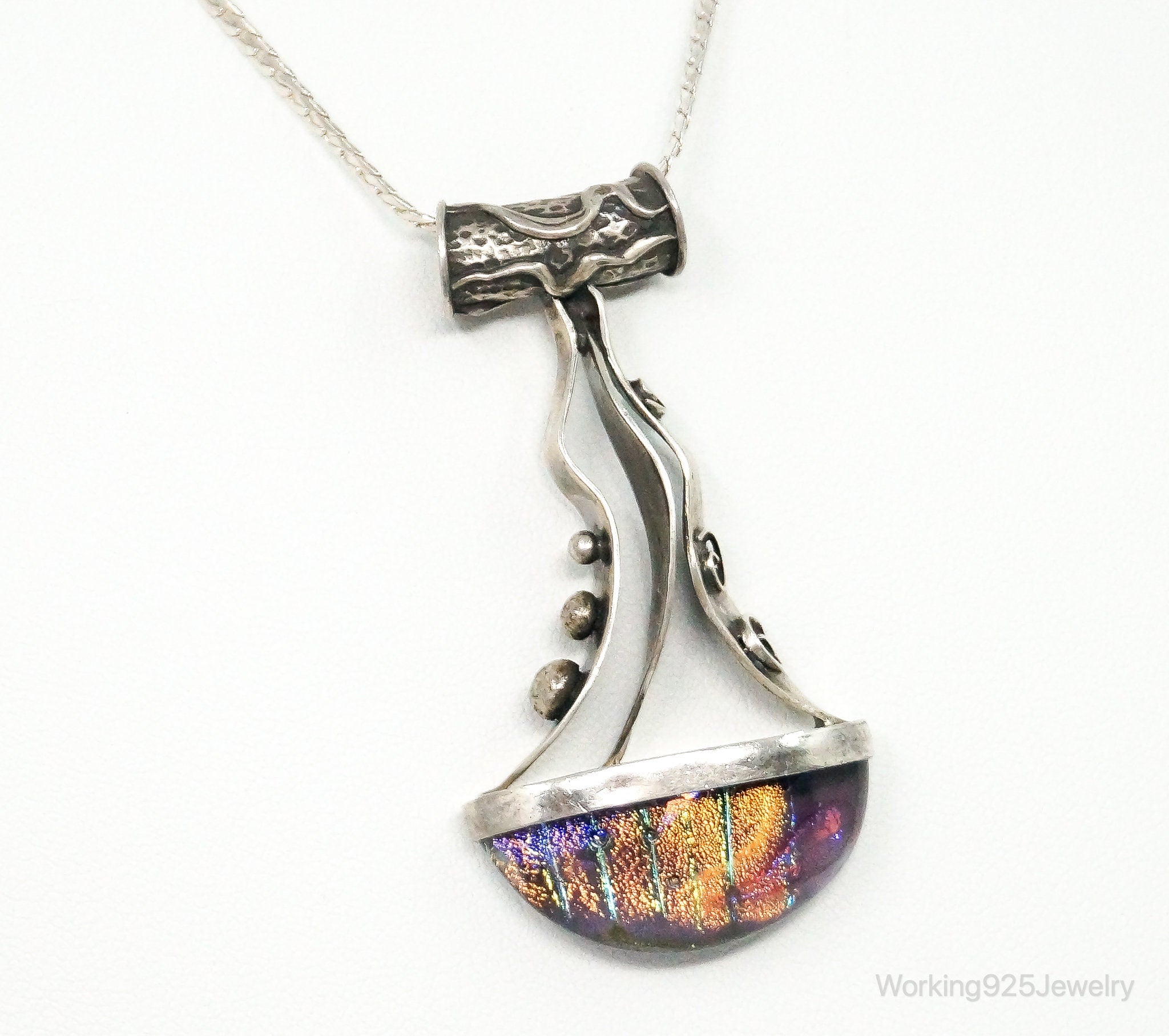 RARE Design Nancy E Foster Modernist Glass Sterling Silver Chain Necklace | Jewelry > Necklaces > Pendants | Wiccan Center