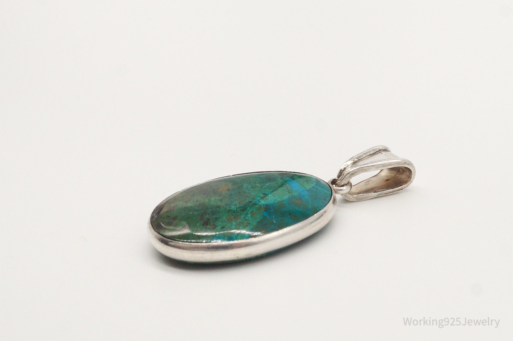 Vintage Large Chrysocolla 950 Silver Pendant | Jewelry > Necklaces > Pendants | Wiccan Center