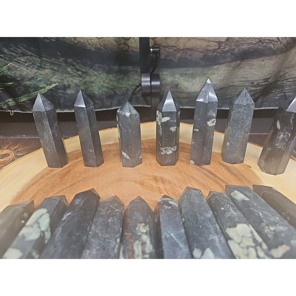 .74lbs Avg 4Pcs Natural Plum Blossom Jasper Crystal Point Tower Polished Healing | Crystal Points & Towers | Wiccan Center
