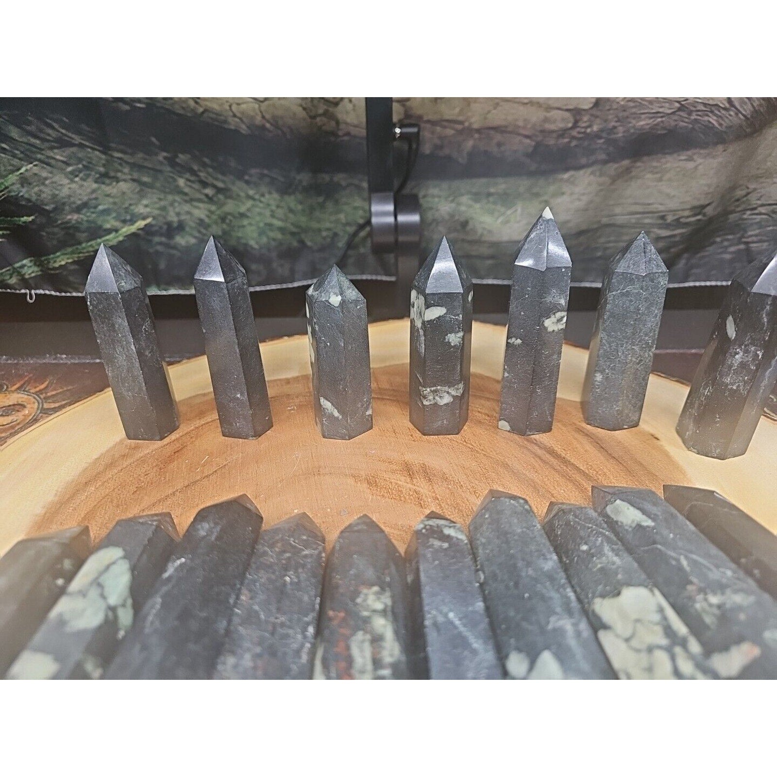 .74lbs Avg 4Pcs Natural Plum Blossom Jasper Crystal Point Tower Polished Healing | Crystal Points & Towers | Wiccan Center