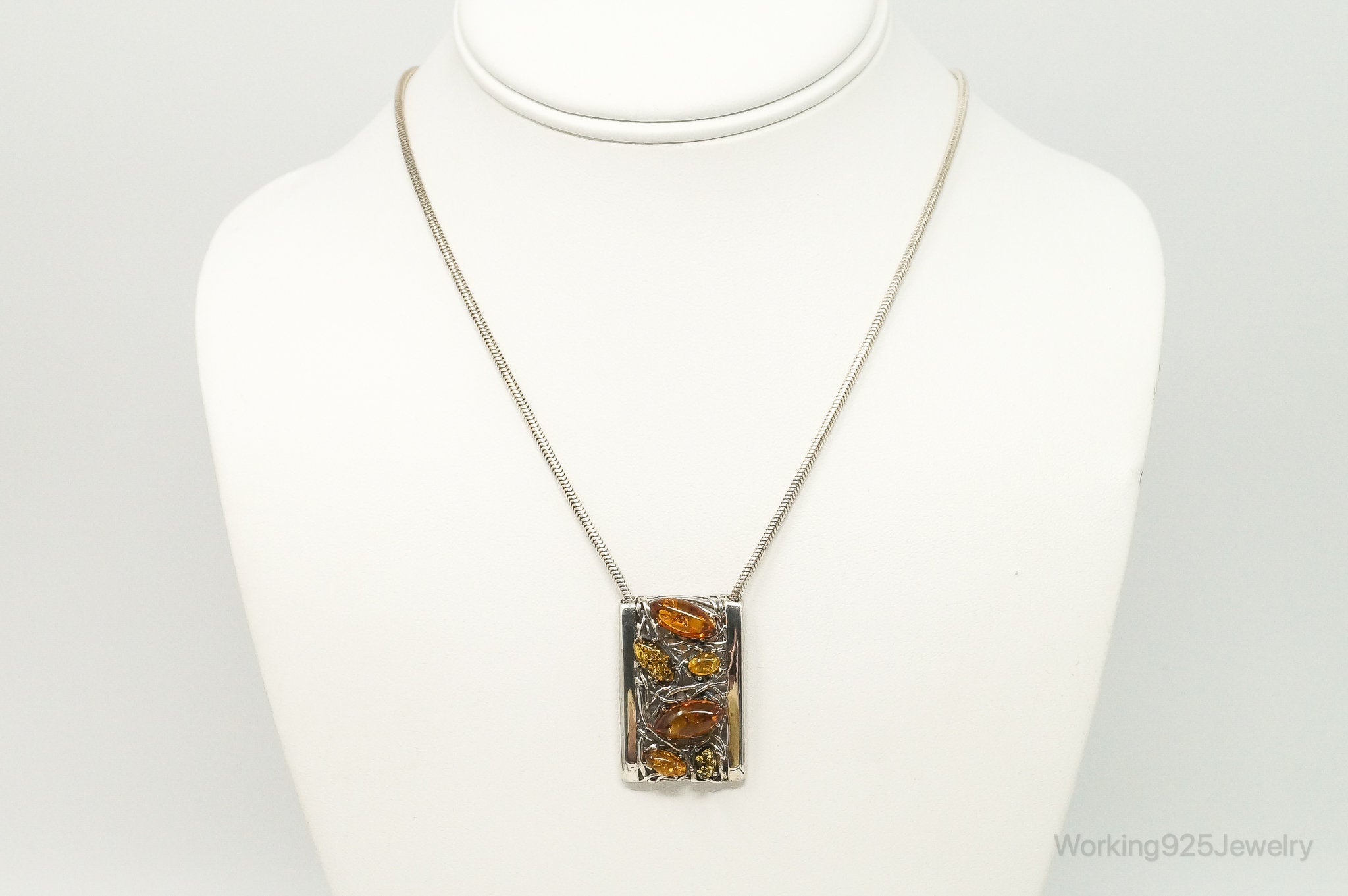 Vintage Multi Type Amber Sterling Silver Necklace | Jewelry > Necklaces > Pendants | Wiccan Center