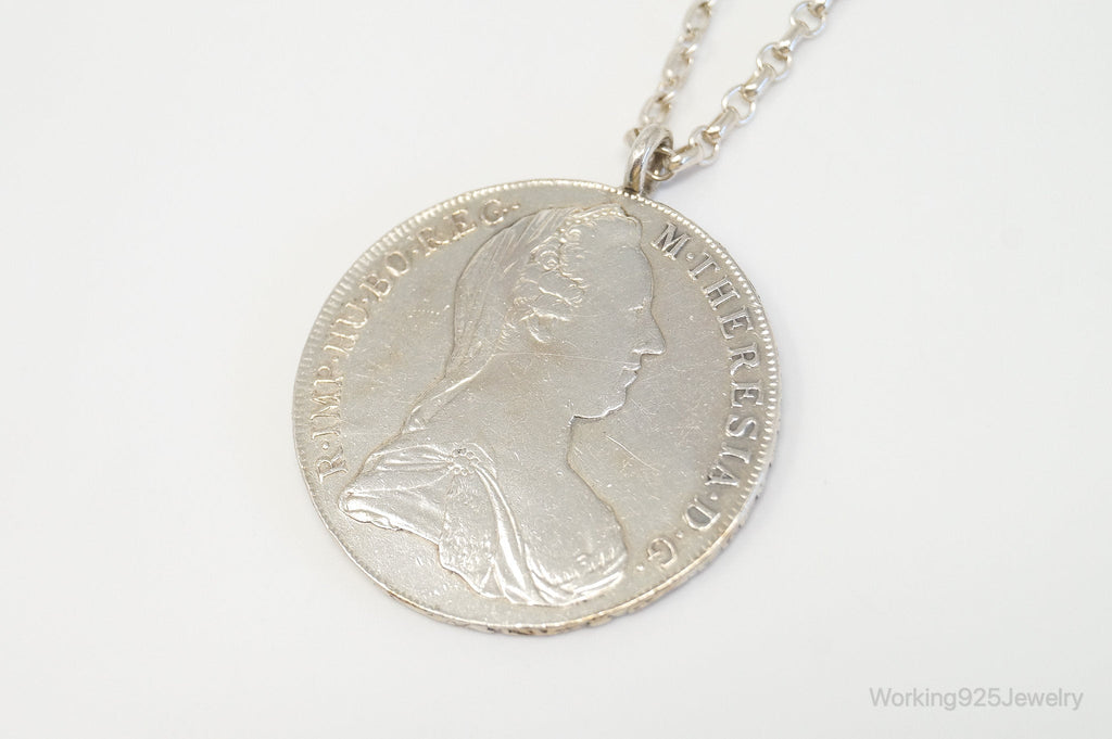Antique 1780 M. Theresia Austrian Silver Thaler Coin Necklace | Jewelry > Necklaces > Pendants | Wiccan Center