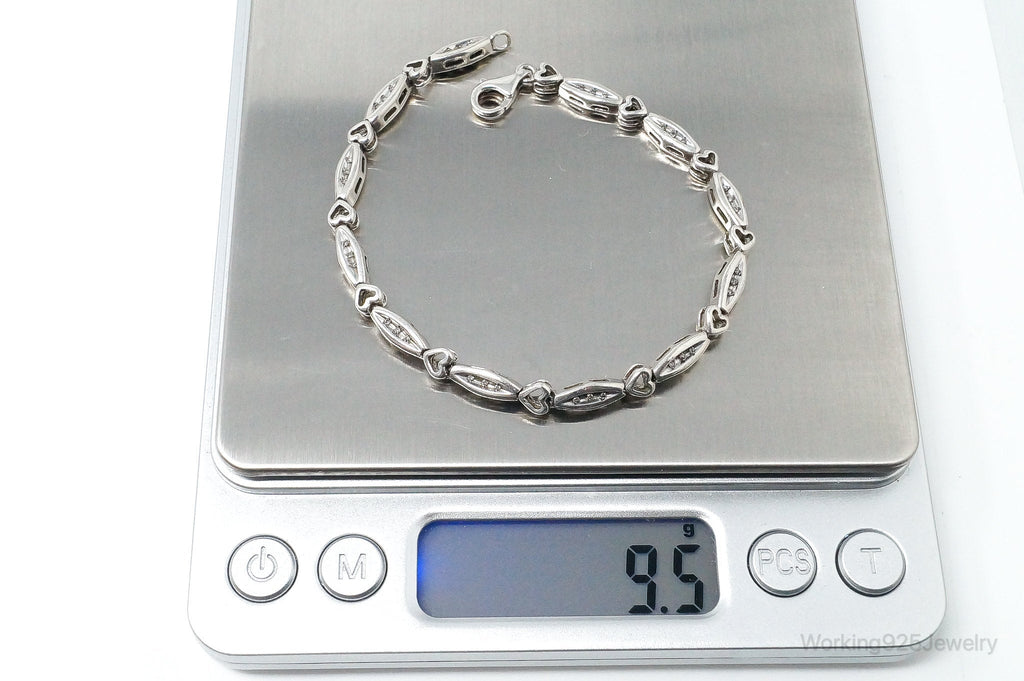 Vintage Diamonds Linked Hearts Sterling Silver Bracelet | Jewelry > Bracelets | Wiccan Center