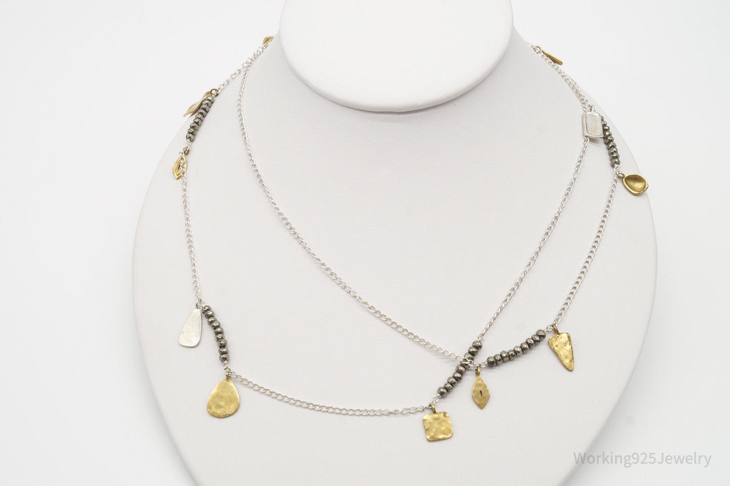 Designer Silpada "Pedal To The Metal" Pyrite Brass Sterling Silver Necklace 36" | Jewelry > Necklaces > Pendants | Wiccan Center