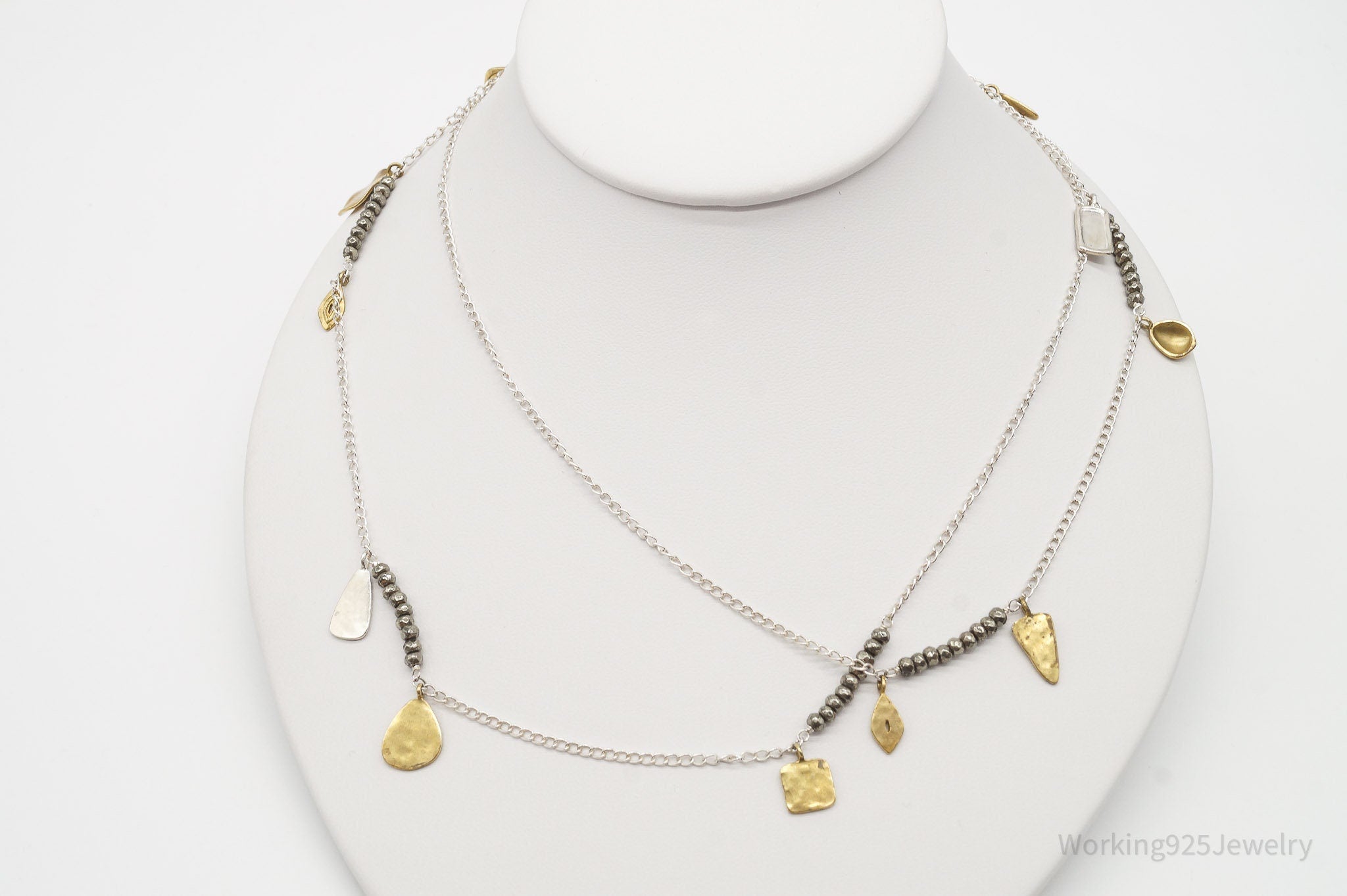 Designer Silpada "Pedal To The Metal" Pyrite Brass Sterling Silver Necklace 36" | Jewelry > Necklaces > Pendants | Wiccan Center