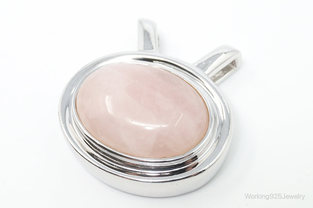 Large Vintage Designer Rose Quartz Sterling Silver Necklace Pendant | Jewelry > Necklaces > Pendants | Wiccan Center