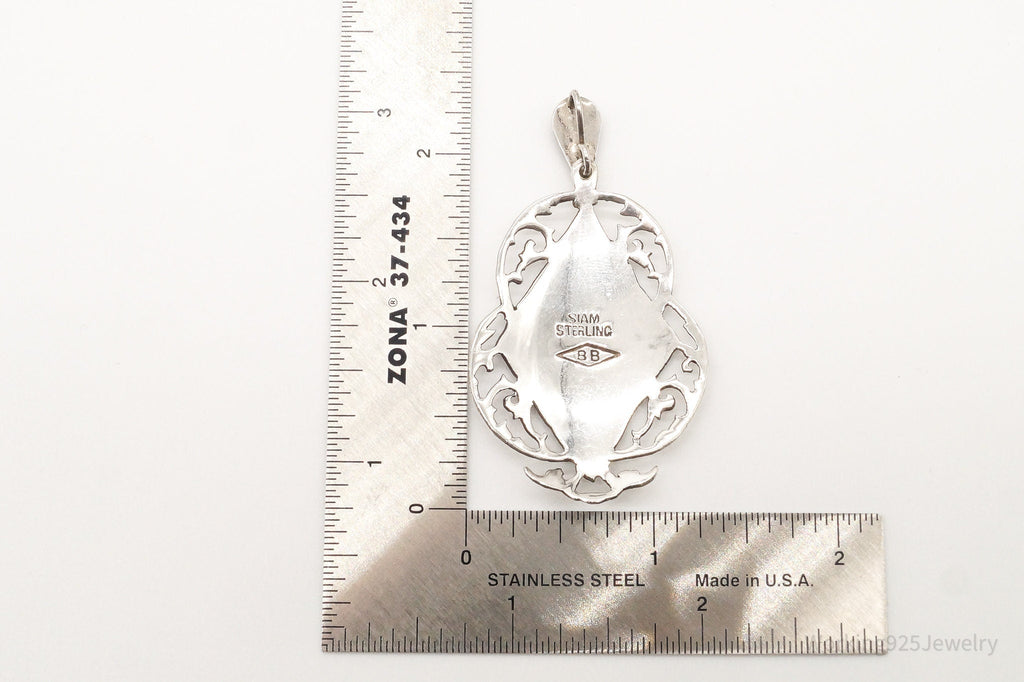 Large Vintage Siam Black Enamel Goddess Dancer Sterling Silver Pendant | Jewelry > Necklaces > Pendants | Wiccan Center