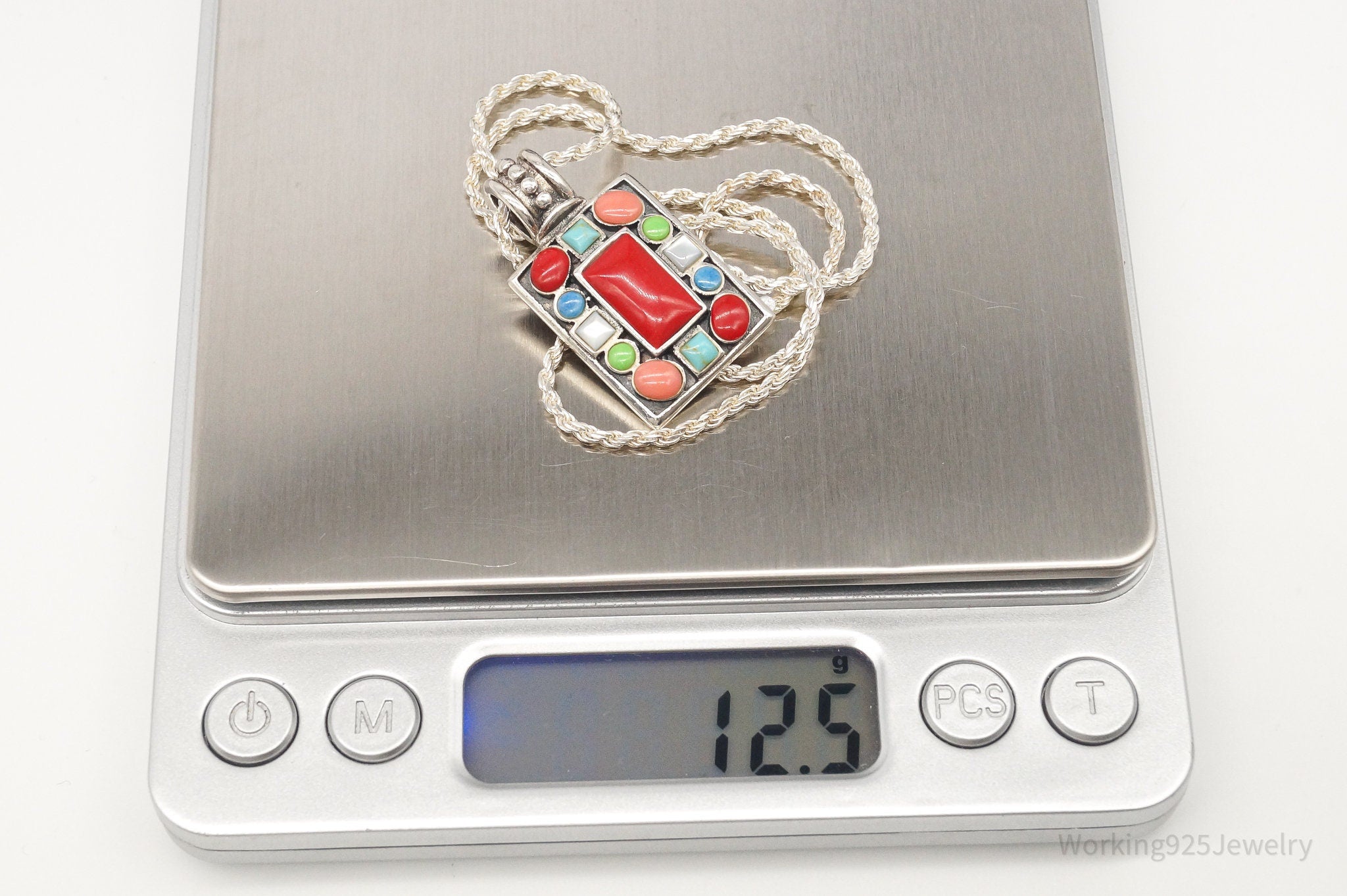 Vintage Multi Gem Sterling Silver Necklace | Jewelry > Necklaces > Pendants | Wiccan Center