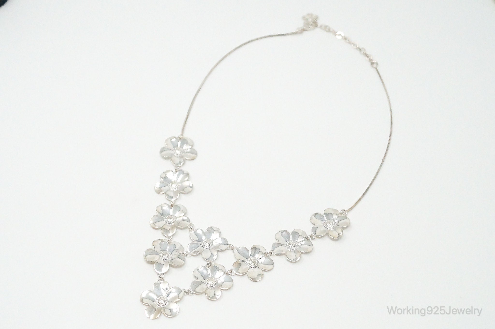 Vintage Italian Designer Paola Valentini Flowers Bib Sterling Silver Necklace | Jewelry > Necklaces > Pendants | Wiccan Center