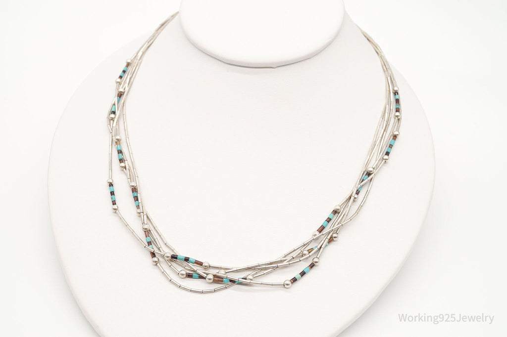 Vintage Native American Multi Gemstone Bead Sterling Silver Chain Necklace | Jewelry > Necklaces | Wiccan Center