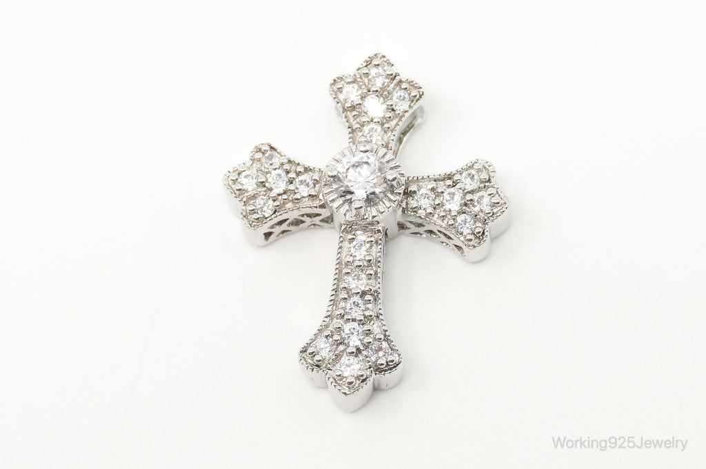 Vintage Designer MEDA Cubic Zirconia Cross Sterling Silver Necklace Pendant | Jewelry > Necklaces > Pendants | Wiccan Center
