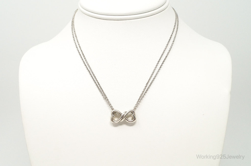 Vintage Open Linked Hearts Lovers Infinity Sterling Silver Necklace | Jewelry > Necklaces > Pendants | Wiccan Center