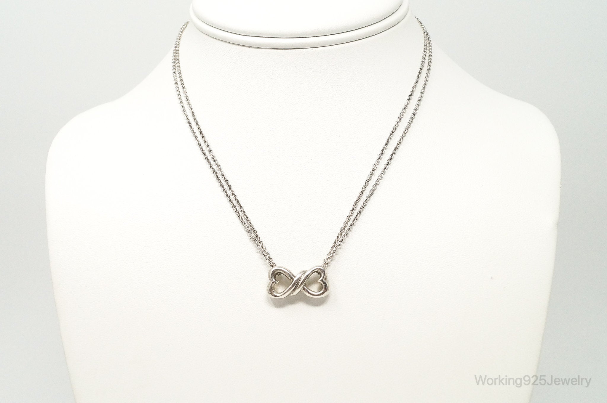 Vintage Open Linked Hearts Lovers Infinity Sterling Silver Necklace | Jewelry > Necklaces > Pendants | Wiccan Center