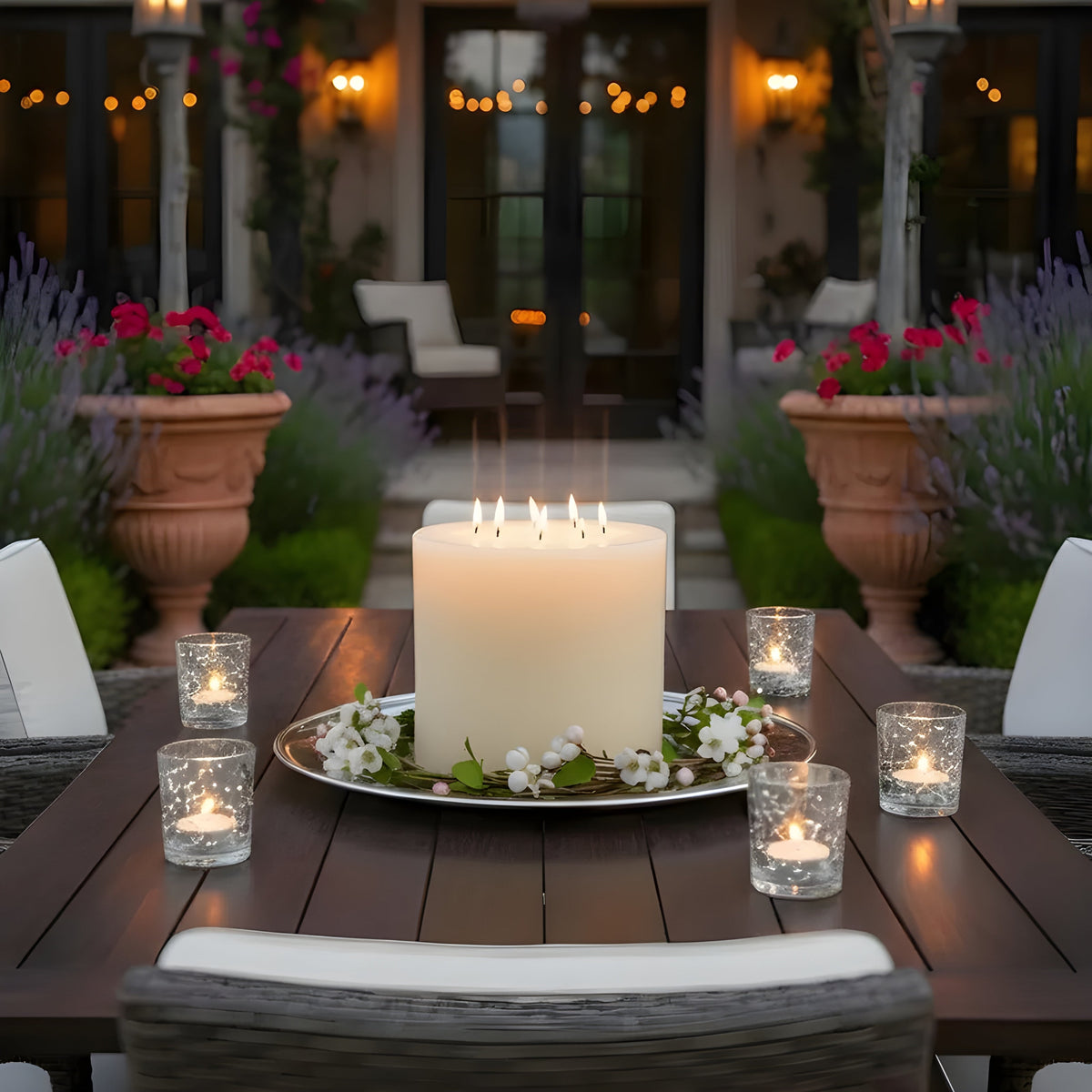 Bonfire White Beeswax Candle Eight-Wick Luxury Statement Pillar 9″ Tall 8″ Wide | Pillar Candles | Wiccan Center