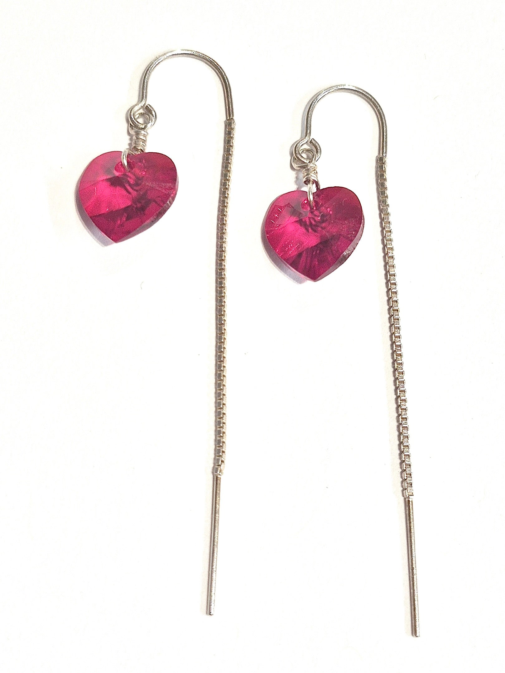 Red Heart swarovski Threader Earrings