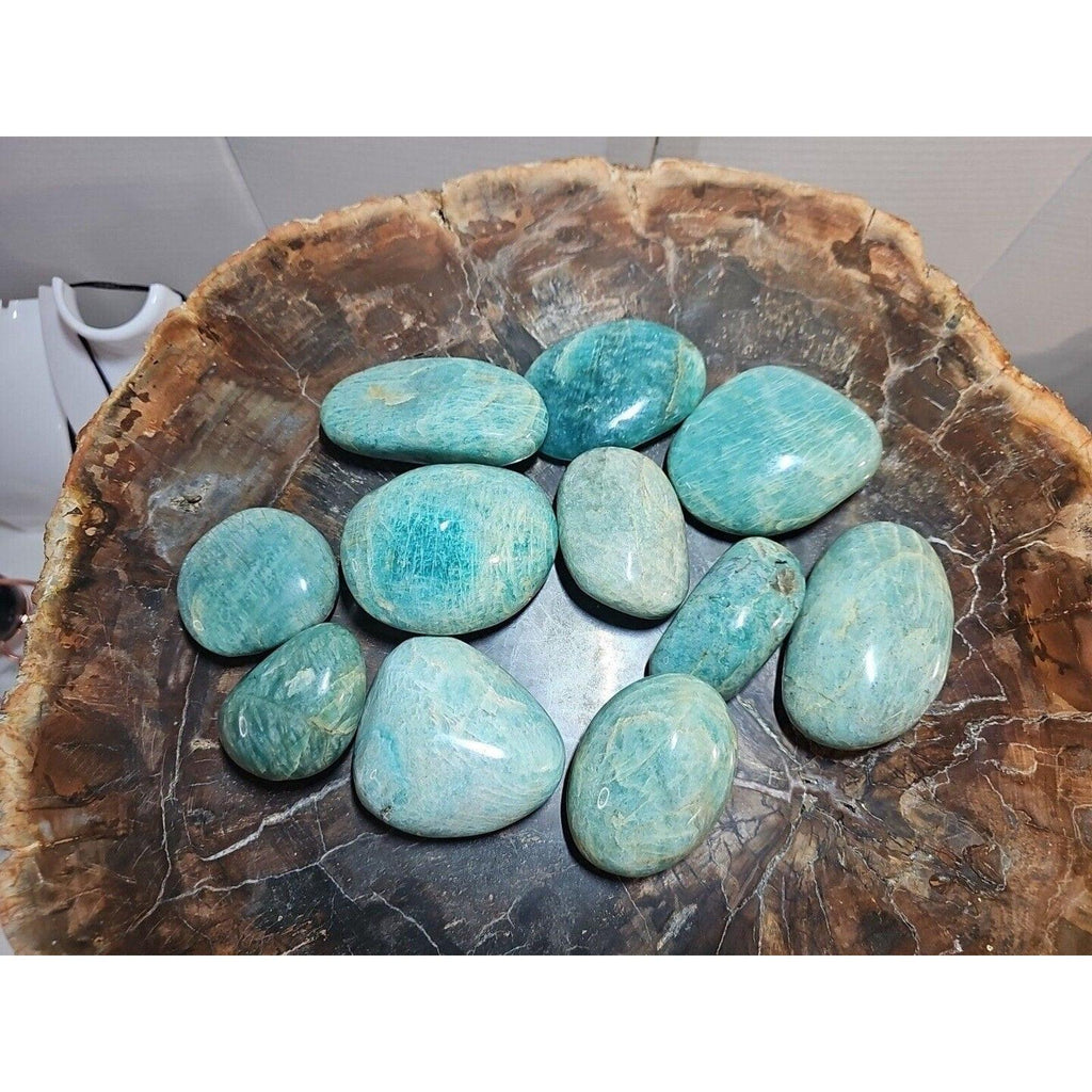 Green Amazonite Quartz Crystal Palm Stone — Large, Polished | CrystalCloud Company | Palm Stones & Tumbled Crystals | Wiccan Center