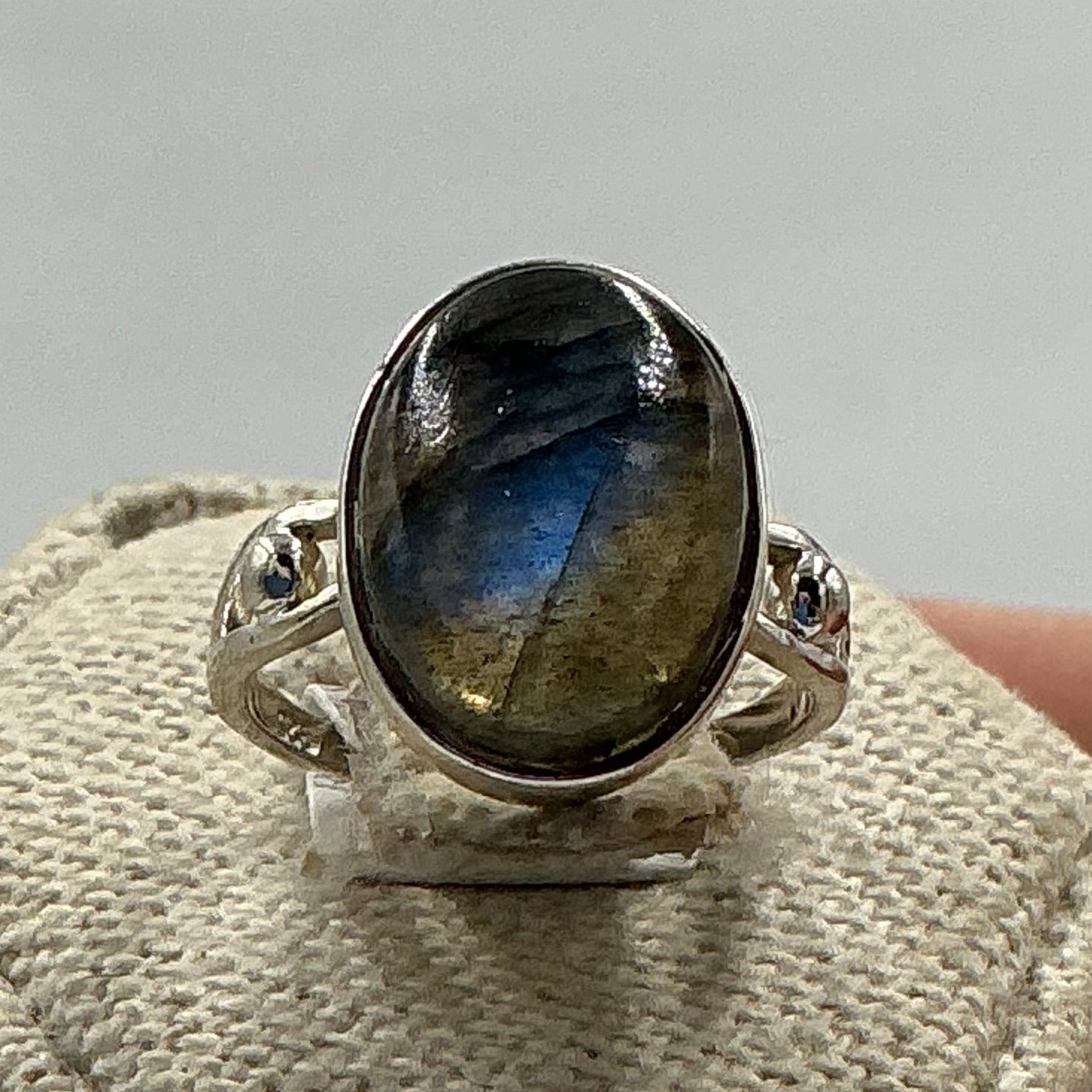 Sterling Silver Deep Labradorite Oval Ring - Size 5 - Magic and Protection | Rings | Wiccan Center
