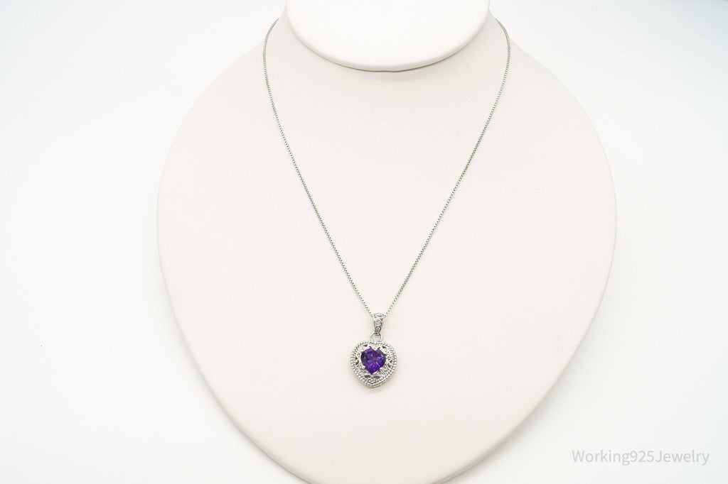 Vintage Amethyst Cubic Zirconia Heart Sterling Silver Necklace | Jewelry > Necklaces > Pendants | Wiccan Center