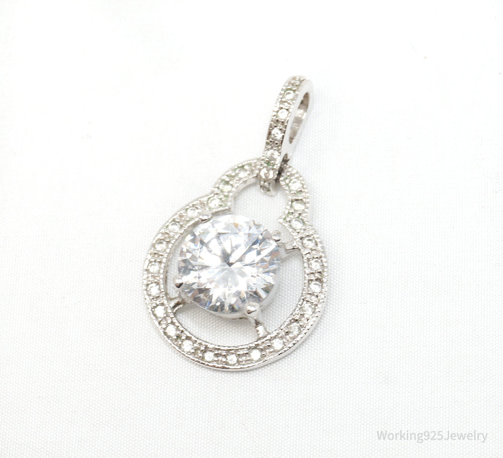 Vintage Art Deco CZ Sterling Silver Necklace Pendant | Jewelry > Necklaces > Pendants | Wiccan Center