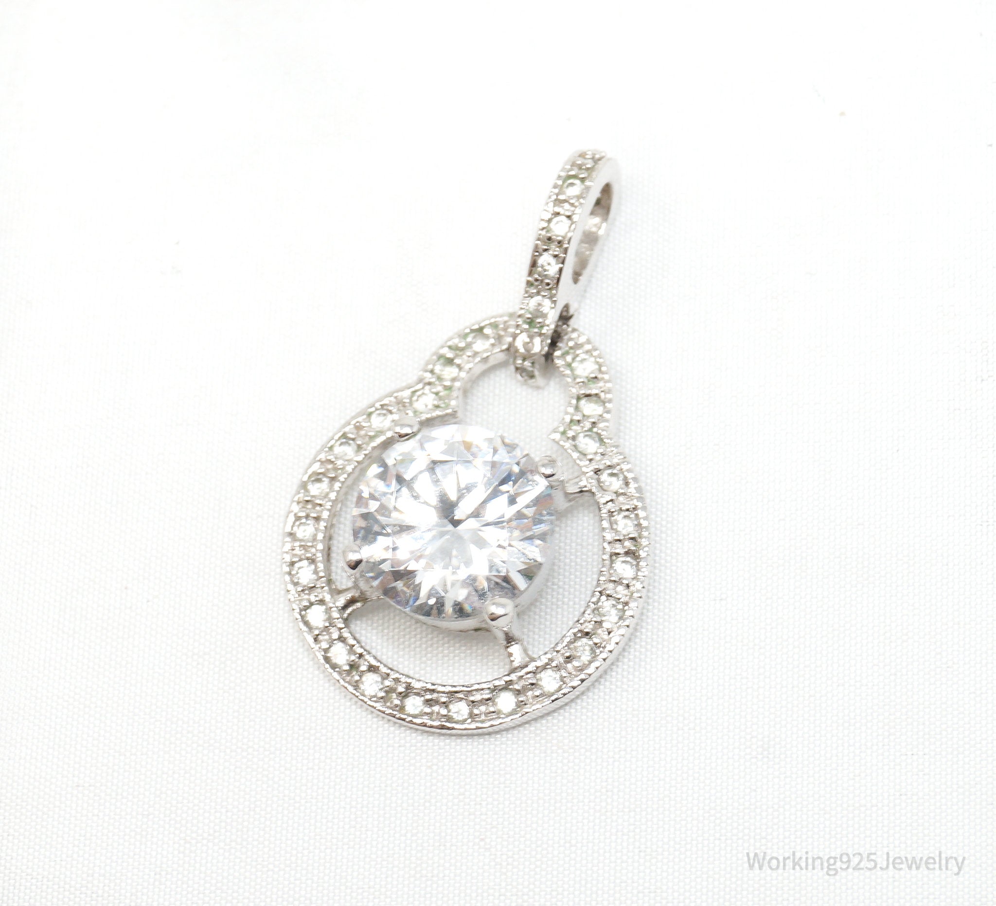 Vintage Art Deco CZ Sterling Silver Necklace Pendant | Jewelry > Necklaces > Pendants | Wiccan Center