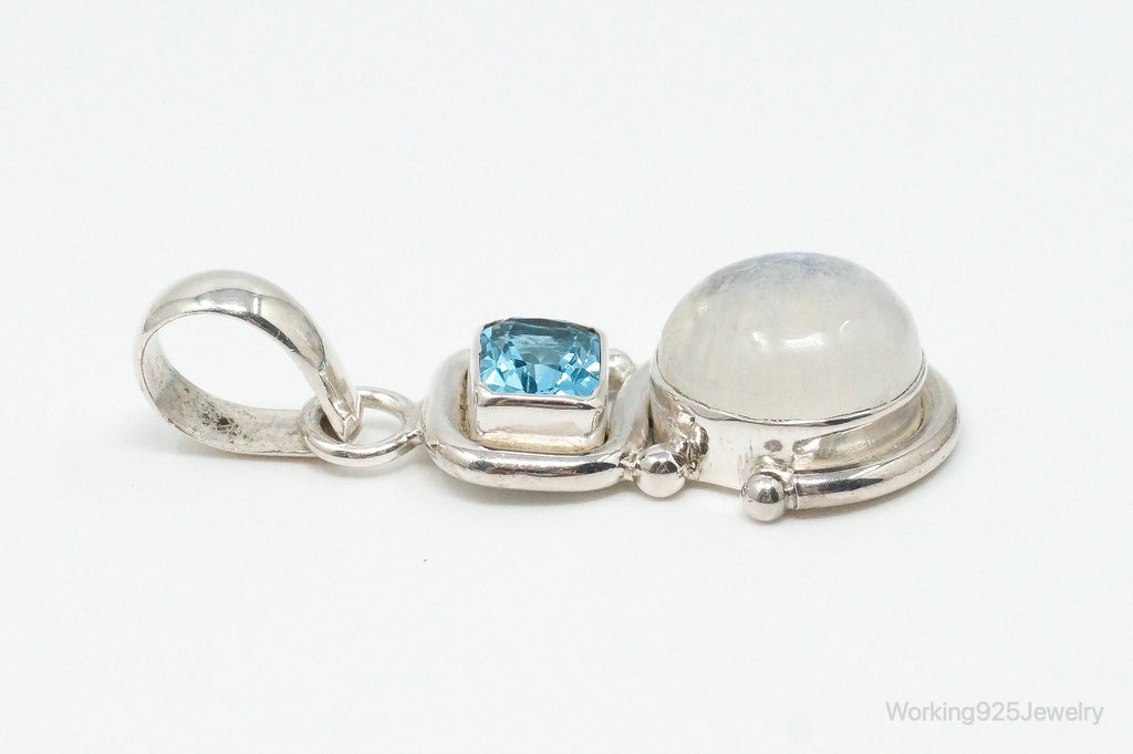 Large Designer SAJEN Blue Topaz Moonstone Sterling Necklace Pendant | Jewelry > Necklaces > Pendants | Wiccan Center