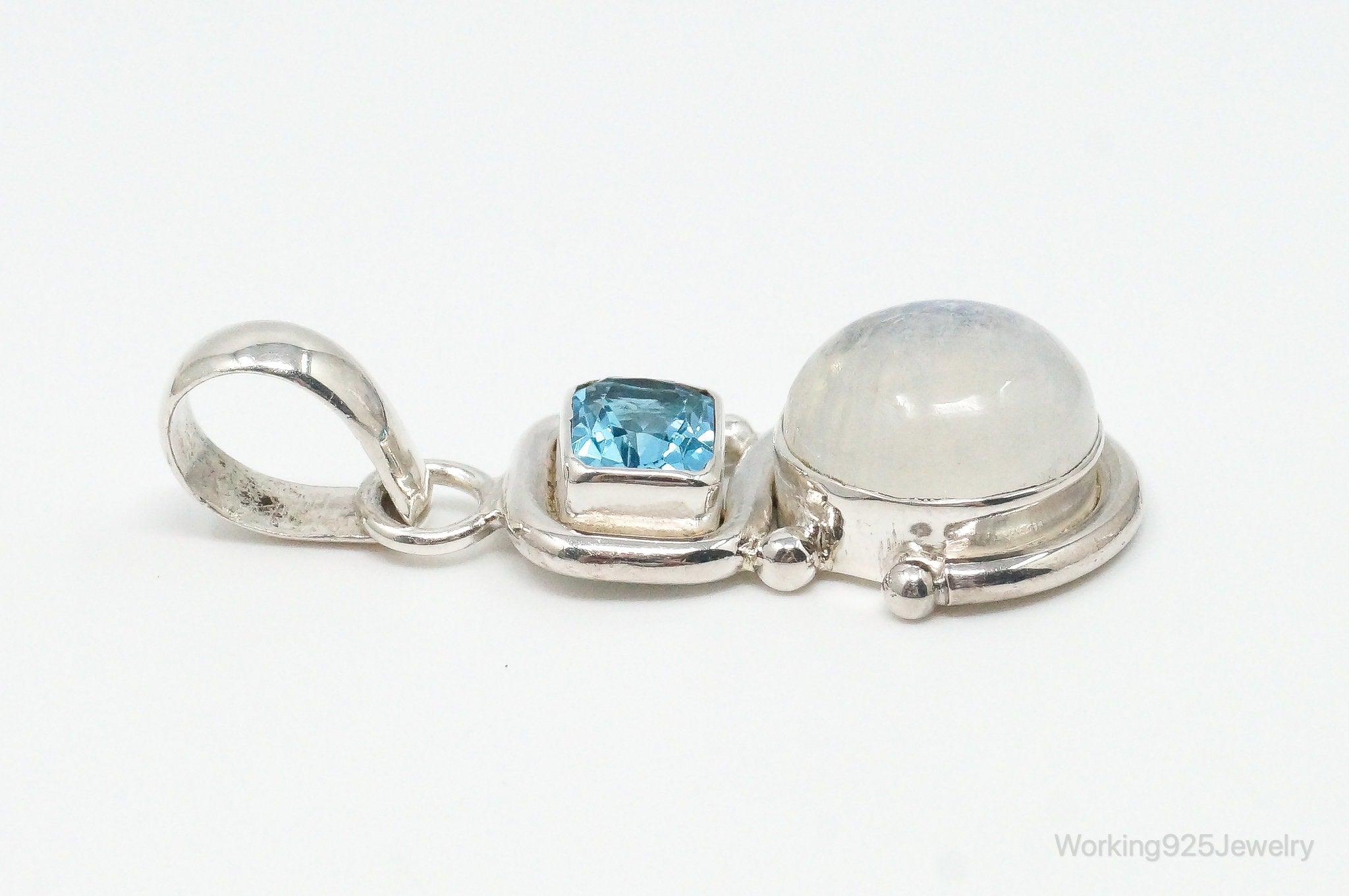 Large Designer SAJEN Blue Topaz Moonstone Sterling Necklace Pendant | Jewelry > Necklaces > Pendants | Wiccan Center