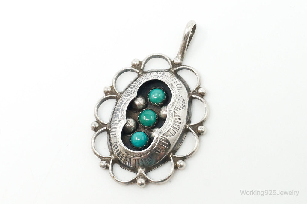 Vintage Native American Unsigned Turquoise Sterling Silver Pendant | Jewelry > Necklaces > Pendants | Wiccan Center