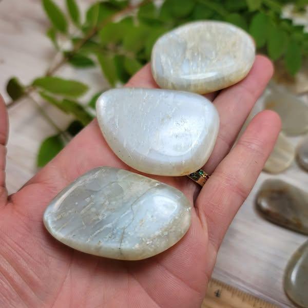 White Moonstone Palm Stone