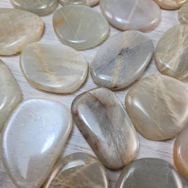 White Moonstone Palm Stone