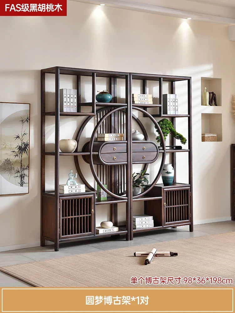 Luxury Chinese Solid Wood Curio Cabinet – Oriental Living Room Display Credenza