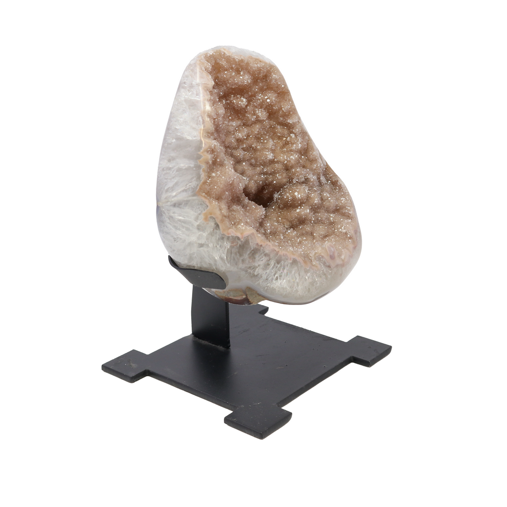 Druze Specimen on Custom Aztec Post Stand with Bubblegum Pink Druze | Crystals & Minerals > Specimens | Wiccan Center