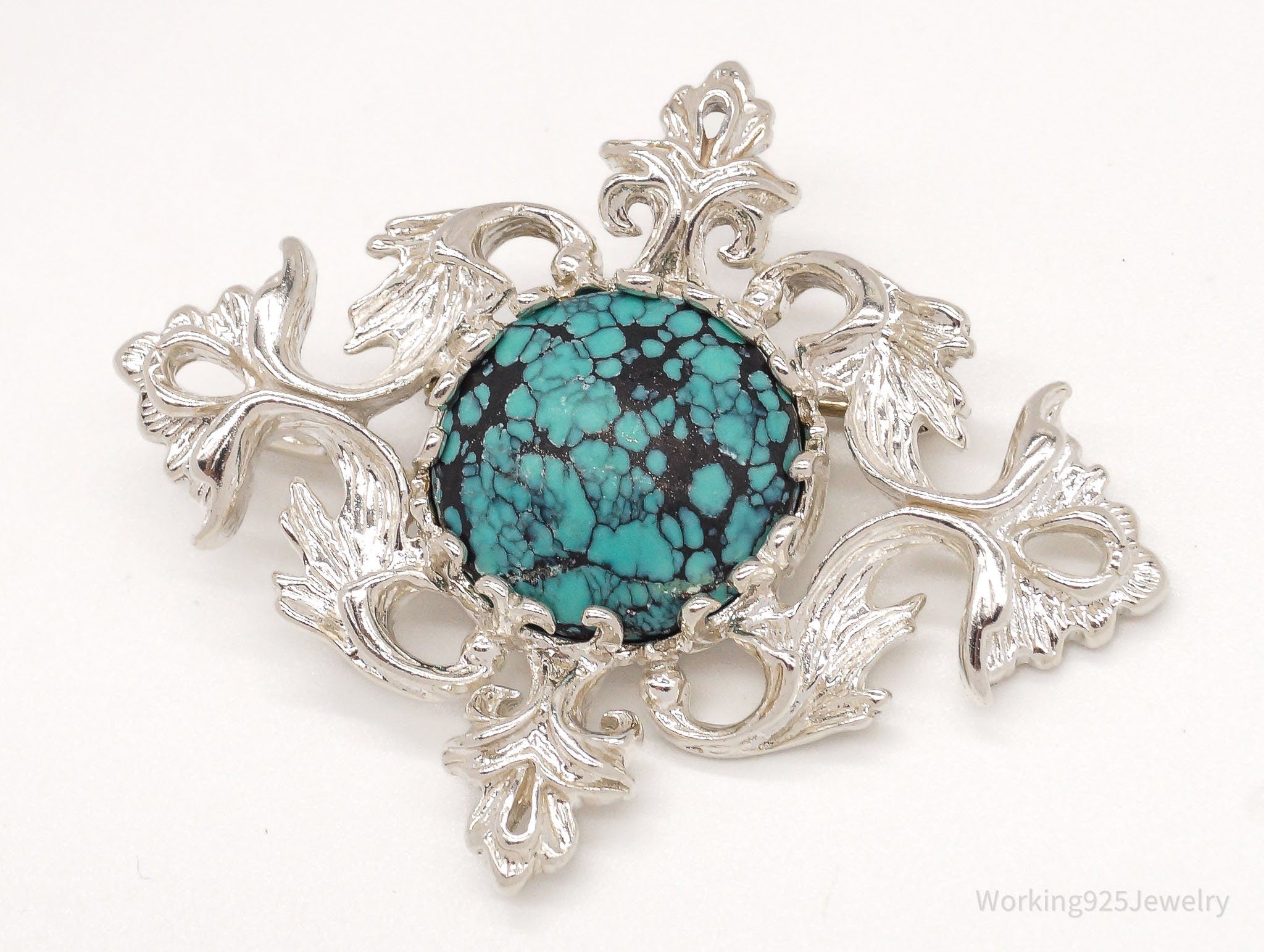 Vintage 1960s Turquoise Sterling Silver Pendant Pin | Jewelry > Necklaces > Pendants | Wiccan Center