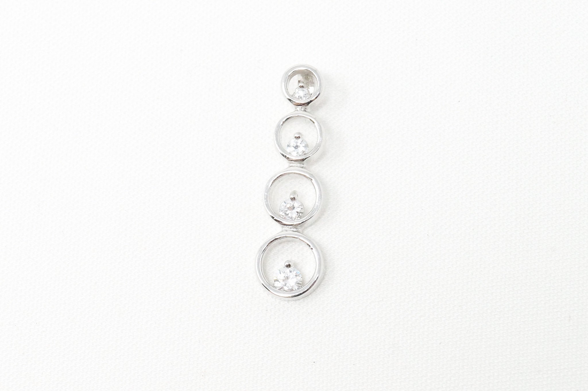 Vintage Art Deco Cubic Zirconia Circles Bubbles Sterling Silver Necklace Pendant | Jewelry > Necklaces > Pendants | Wiccan Center
