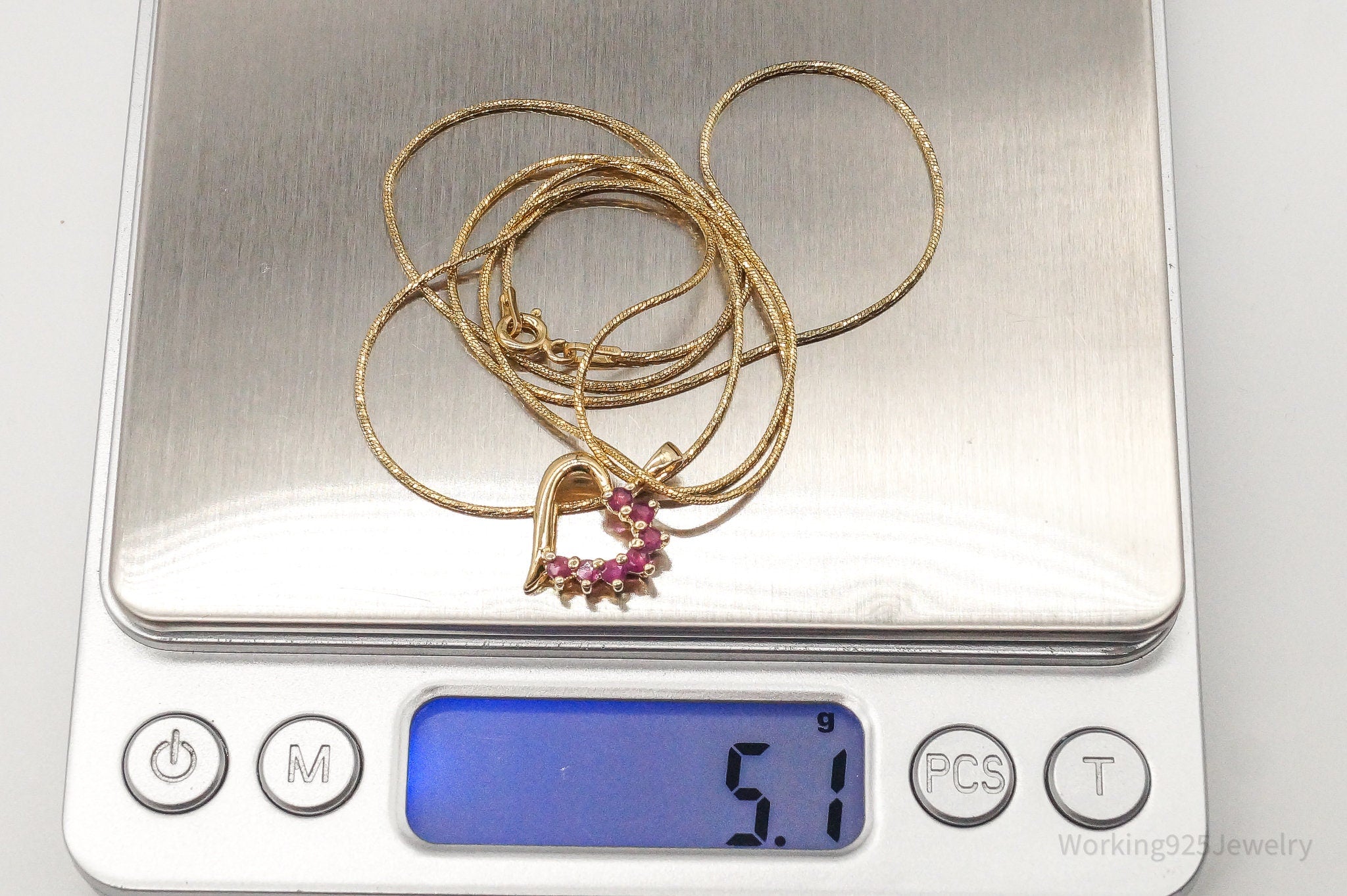 Vintage Designer Ross Simons Ruby Heart Gold Vermeil Sterling Silver Necklace | Jewelry > Necklaces > Pendants | Wiccan Center