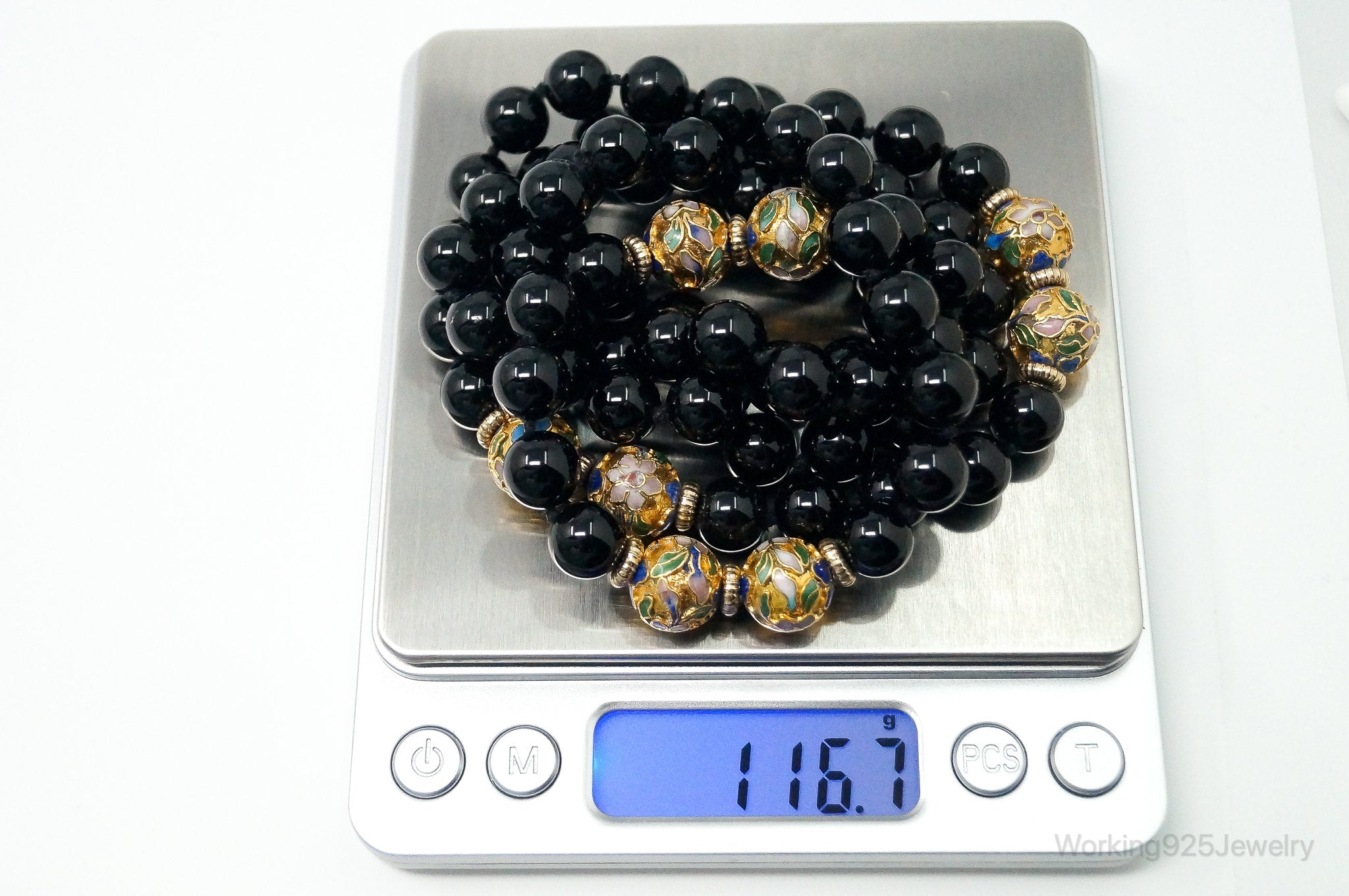 Vintage Long Black Onyx Cloisonne Beads Necklace | Jewelry > Necklaces > Pendants | Wiccan Center
