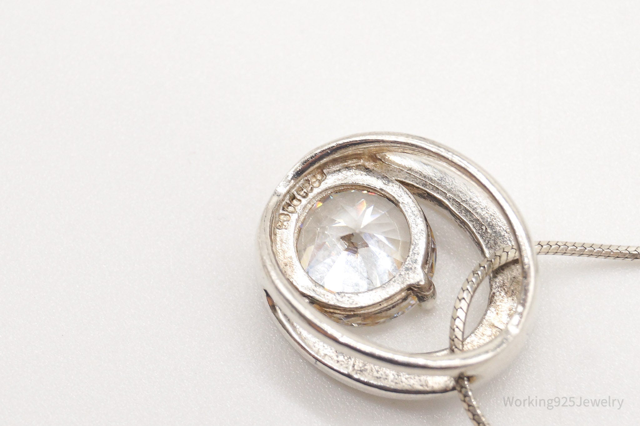 Vintage Large Cubic Zirconia DQCZ Sterling Silver Necklace | Jewelry > Necklaces > Pendants | Wiccan Center