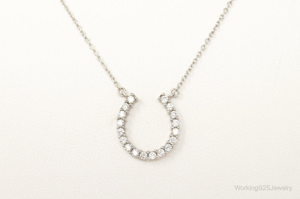 Vintage Horse Shoe Cubic Zirconia Sterling Silver Necklace | Jewelry > Necklaces > Pendants | Wiccan Center