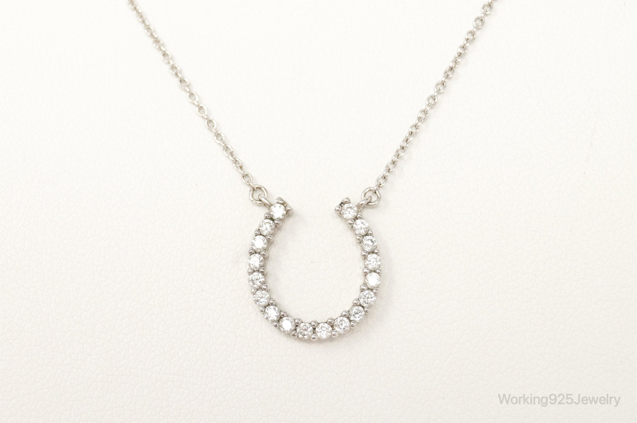 Vintage Horse Shoe Cubic Zirconia Sterling Silver Necklace | Jewelry > Necklaces > Pendants | Wiccan Center