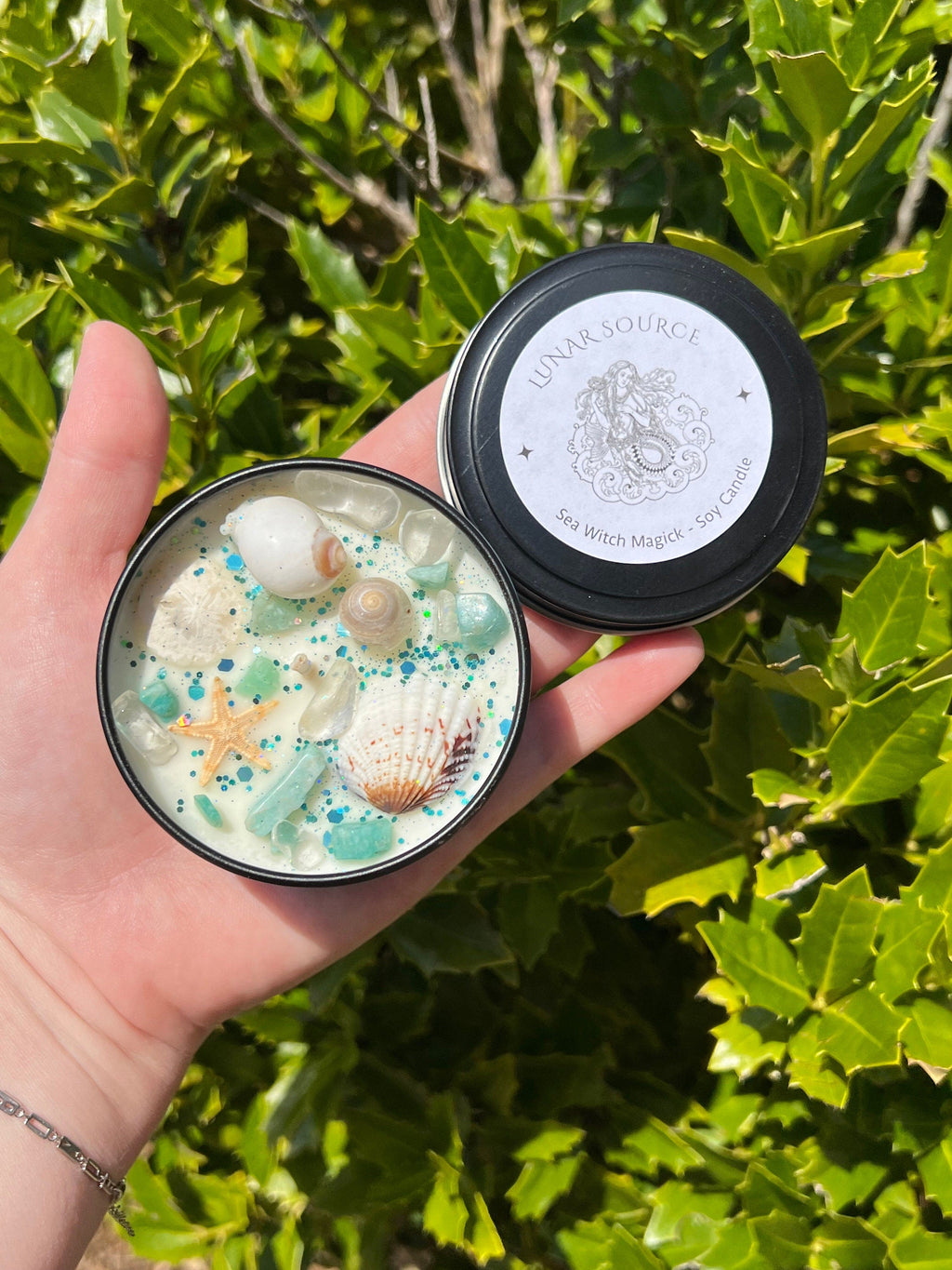 Sea Witch Mermaid Magick Candle | Witchcraft Altar Ritual Spell Ocean Amphirtite Beach Water Goddess Witchy Gift Crystal Herbal Intention | | Wiccan Center
