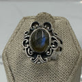 Sterling Silver Labradorite Oval Ring - Size 6 - Magic Mirror | Rings | Wiccan Center