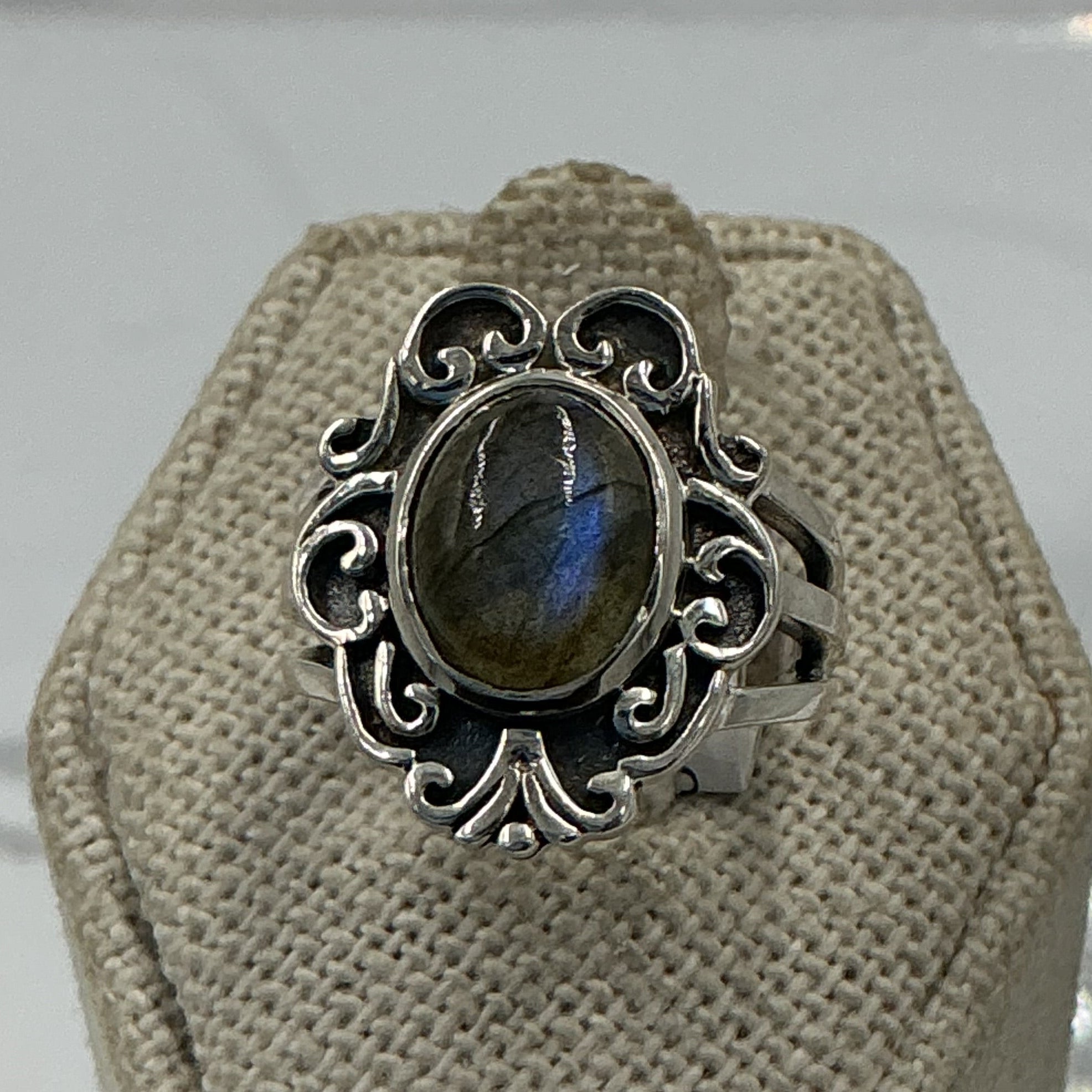 Sterling Silver Labradorite Oval Ring - Size 6 - Magic Mirror | Rings | Wiccan Center