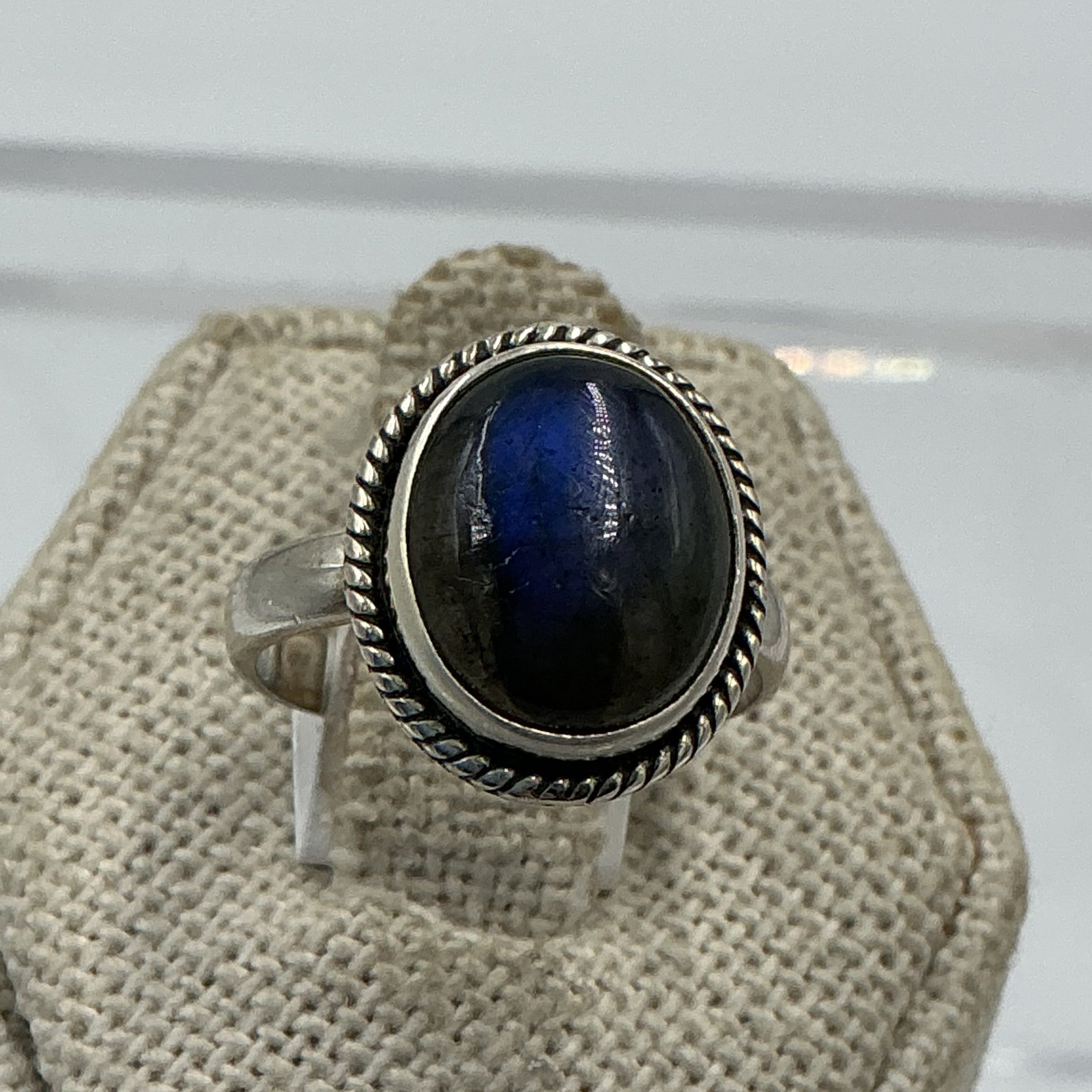 Sterling Silver Deep Blue Labradorite Oval Ring - Size 6 - Magic and Protection | Rings | Wiccan Center